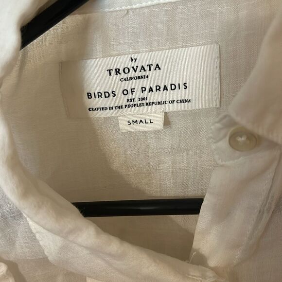 Trovata birds of paradis sheer ruffled button down top size small - Picture 4 of 6